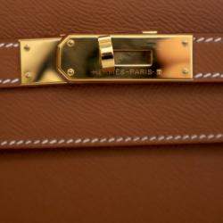 Pre Owned Hermes Kelly Sellier 32 Gold Epsom Calfskin Leather Top Handle Bag