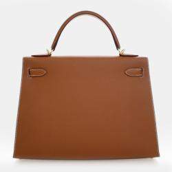 Pre Owned Hermes Kelly Sellier 32 Gold Epsom Calfskin Leather Top Handle Bag