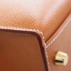 Pre Owned Hermes Kelly Sellier 32 Gold Epsom Calfskin Leather Top Handle Bag