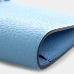 Pre Owned Hermes Dogon Duo Blue Togo Calfskin Leather Wallet