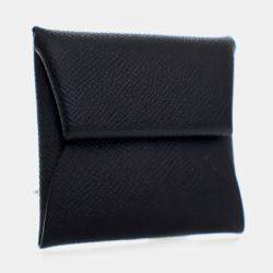 Pre Owned Hermes Bastia Black Epsom Calfskin Leather Coin Purse