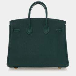 Pre Owned حقيبة هيرمس بيركن 25 خضراء من جلد عجل توغو بمقبض علوي