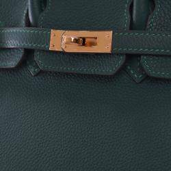 Pre Owned حقيبة هيرمس بيركن 25 خضراء من جلد عجل توغو بمقبض علوي