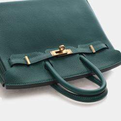 Pre Owned حقيبة هيرمس بيركن 25 خضراء من جلد عجل توغو بمقبض علوي