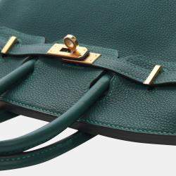 Pre Owned حقيبة هيرمس بيركن 25 خضراء من جلد عجل توغو بمقبض علوي