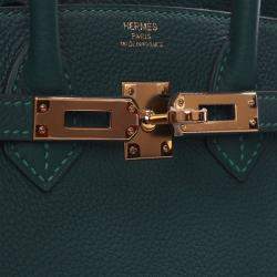 Pre Owned حقيبة هيرمس بيركن 25 خضراء من جلد عجل توغو بمقبض علوي