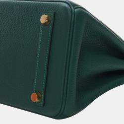 Pre Owned حقيبة هيرمس بيركن 25 خضراء من جلد عجل توغو بمقبض علوي