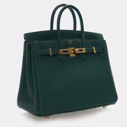 Pre Owned حقيبة هيرمس بيركن 25 خضراء من جلد عجل توغو بمقبض علوي