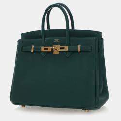 Pre Owned حقيبة هيرمس بيركن 25 خضراء من جلد عجل توغو بمقبض علوي