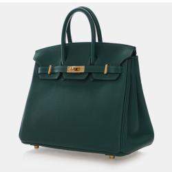 Pre Owned حقيبة هيرمس بيركن 25 خضراء من جلد عجل توغو بمقبض علوي