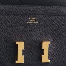 Pre Owned محفظة هيرمس كونستانس تو جو جلد عجل إيبسوم سوداء مع سلسلة