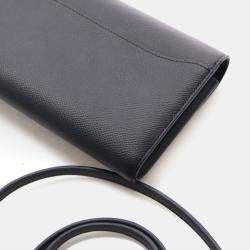 Pre Owned محفظة هيرمس كونستانس تو جو جلد عجل إيبسوم سوداء مع سلسلة