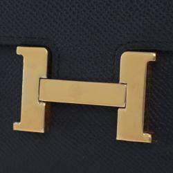 Pre Owned محفظة هيرمس كونستانس تو جو جلد عجل إيبسوم سوداء مع سلسلة