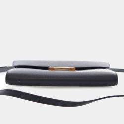 Pre Owned محفظة هيرمس كونستانس تو جو جلد عجل إيبسوم سوداء مع سلسلة