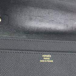Pre Owned محفظة هيرمس كونستانس تو جو جلد عجل إيبسوم سوداء مع سلسلة
