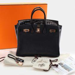 Pre Owned Hermes Birkin Touch 25 Black Togo Calfskin Leather Top Handle Bag