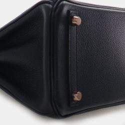 Pre Owned Hermes Birkin Touch 25 Black Togo Calfskin Leather Top Handle Bag