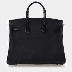 Pre Owned Hermes Birkin Touch 25 Black Togo Calfskin Leather Top Handle Bag