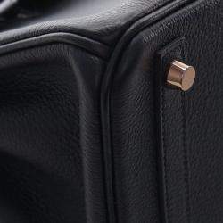 Pre Owned Hermes Birkin Touch 25 Black Togo Calfskin Leather Top Handle Bag