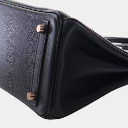 Pre Owned Hermes Birkin Touch 25 Black Togo Calfskin Leather Top Handle Bag