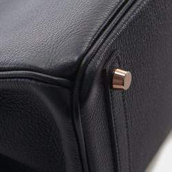 Pre Owned Hermes Birkin Touch 25 Black Togo Calfskin Leather Top Handle Bag
