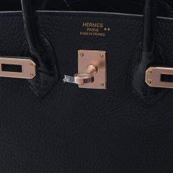 Pre Owned Hermes Birkin Touch 25 Black Togo Calfskin Leather Top Handle Bag