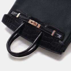 Pre Owned Hermes Birkin Touch 25 Black Togo Calfskin Leather Top Handle Bag