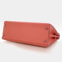 Pre Owned حقيبة هيرمس كيلي سيليير جلد عجل إيبسوم زهري بمقبض علوي حجم 32