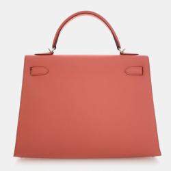 Pre Owned حقيبة هيرمس كيلي سيليير جلد عجل إيبسوم زهري بمقبض علوي حجم 32