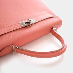 Pre Owned حقيبة هيرمس كيلي سيليير جلد عجل إيبسوم زهري بمقبض علوي حجم 32