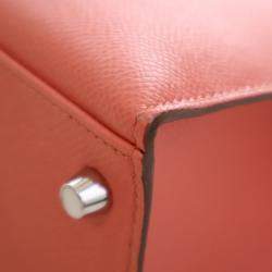 Pre Owned حقيبة هيرمس كيلي سيليير جلد عجل إيبسوم زهري بمقبض علوي حجم 32