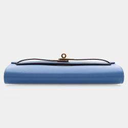 Pre Owned Hermes Kelly To Go Mykonos Epsom Calfskin Leather Wallet on Chain