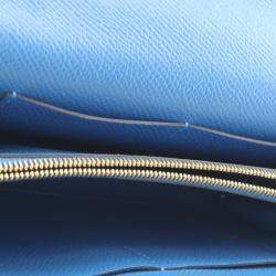 Pre Owned Hermes Kelly To Go Mykonos Epsom Calfskin Leather Wallet on Chain