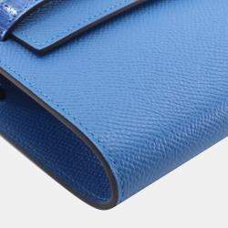 Pre Owned Hermes Kelly To Go Mykonos Epsom Calfskin Leather Wallet on Chain