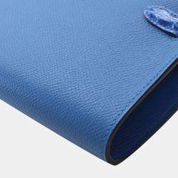 Pre Owned Hermes Kelly To Go Mykonos Epsom Calfskin Leather Wallet on Chain