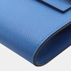 Pre Owned Hermes Kelly To Go Mykonos Epsom Calfskin Leather Wallet on Chain