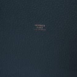 Pre Owned Hermes Picotin Lock 22 Bleu Du Nord Verso Taurillon Clémence Leather Top Handle Bag