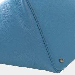 Pre Owned Hermes Picotin Lock 22 Bleu Du Nord Verso Taurillon Clémence Leather Top Handle Bag