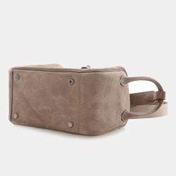 مملوكة مسبقًا Hermes Lindy Mini 20 Gris Caillou Etoupe Grizzly Suede Top Handle Bag