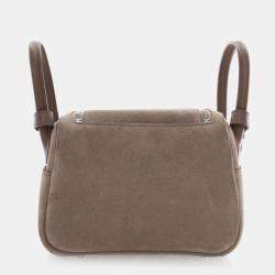 مملوكة مسبقًا Hermes Lindy Mini 20 Gris Caillou Etoupe Grizzly Suede Top Handle Bag
