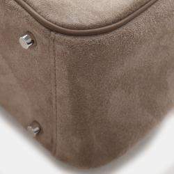 مملوكة مسبقًا Hermes Lindy Mini 20 Gris Caillou Etoupe Grizzly Suede Top Handle Bag