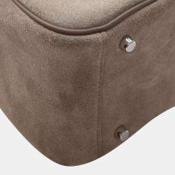 مملوكة مسبقًا Hermes Lindy Mini 20 Gris Caillou Etoupe Grizzly Suede Top Handle Bag