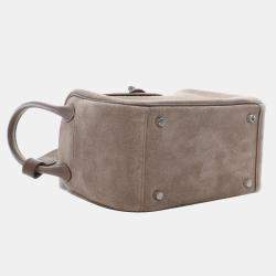 مملوكة مسبقًا Hermes Lindy Mini 20 Gris Caillou Etoupe Grizzly Suede Top Handle Bag