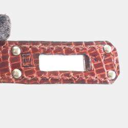 Pre Owned Hermes Birkin 25 Burgundy Lizard Leather Top Handle Bag