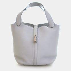 مملوكة مسبقًا Hermes Picotin 22 Bleu Pale Togo Calfskin Leather Shoulder Bag