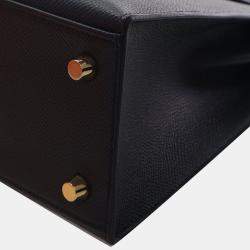 Pre Owned حقيبة هيرمس كيلي سيليير 25 جلد إبسم عجل أسود مقبض علوي