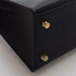 Pre Owned حقيبة هيرمس كيلي سيليير 25 جلد إبسم عجل أسود م قبض علوي