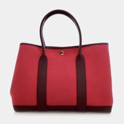 Pre Owned Hermes Garden Party 36 Pink Toile Canvas Tote Bag