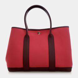 Pre Owned Hermes Garden Party 36 Pink Toile Canvas Tote Bag