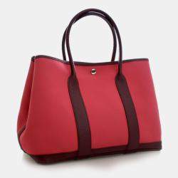 Pre Owned Hermes Garden Party 36 Pink Toile Canvas Tote Bag